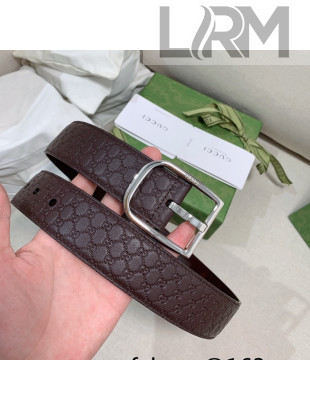 Gucci GG Leather Belt 4cm with Sqaure Buckle Brown 2022 03