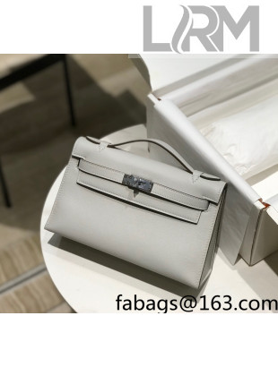 Hermes Kelly Pochette Bag 22cm Pearly Grey/Silver 2022 14