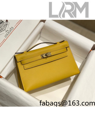 Hermes Kelly Pochette Bag 22cm Amber Yellow/Gold 2022 04