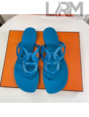 Hermes Egerie Thong Slide Sandals Blue 2022