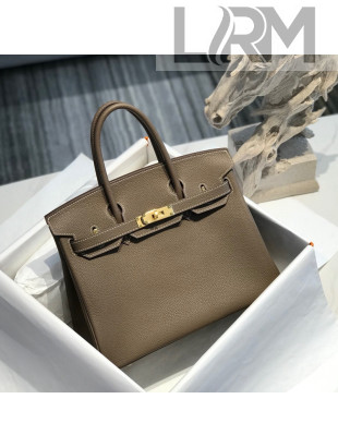 Hermes Birkin 30cm Bag in Togo Calfskin Etoupe Elephant Grey/Gold 2022