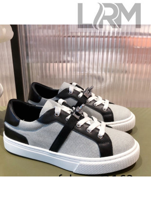 Hermes Day Calfskin and Canvas Sneakers with Kelly Buckle Brown/Grey 2022