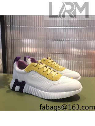 Hermes Bouncing Mesh and Suede Sneakers White/Purple/Yellow 2022 032568