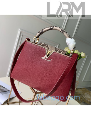 Louis Vuitton Capucines BB with Snakeskin Top Handle N95509 Burgundy 2020