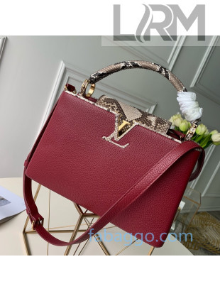 Louis Vuitton Capucines PM with Snakeskin Top Handle N95509 Burgundy 2020