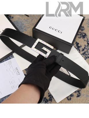 Gucci Leather Belt with Square G Buckle 550106 34MM Black 2019