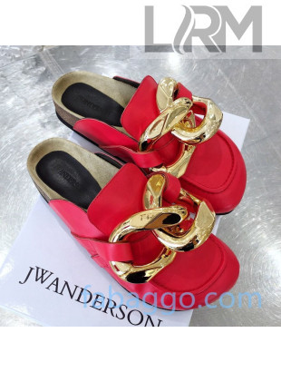 JW Anderson Calfskin Chain Loafer Mules Red 2020