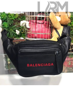 Balen...ga Calfskin Logo Print Medium Belt Bag Black/Red 2018