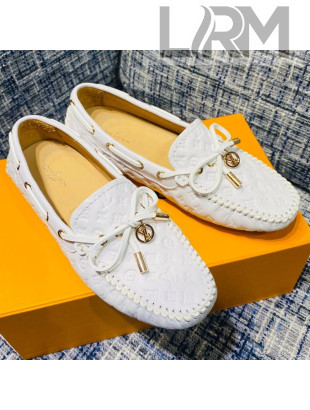 Louis Vuitton Gloria Monogram Leather Flat Loafer White 2021