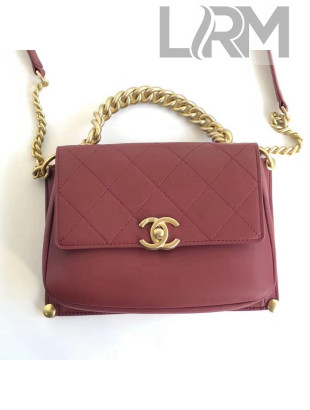 Chanel Calfsin & Gold-Tone Metal Small Flap Bag A57941 Burgundy F/W 2018