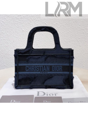 Dior Mini Book Tote Bag in Camouflage Embroidered Canvas Bag Blue 2019