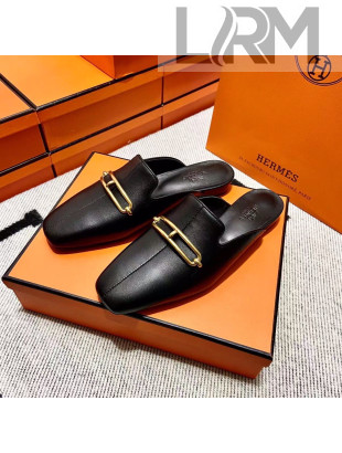 Hermes Esmee Mule with Iconic Roulis Buckle Black 2022(Handmade)