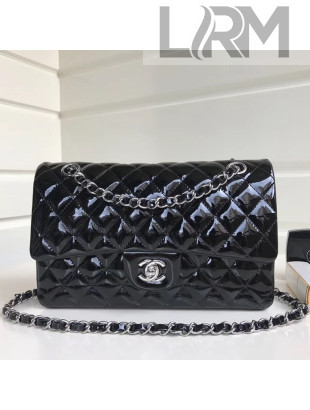 Chanel Patent Calfskin Medium Classic Flap Bag A1112 Black(Silver Hardware)