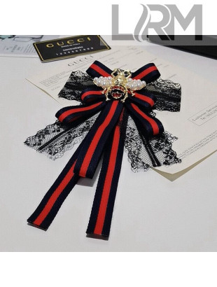 Gucci Lace Web Brooch/Neck Bow Dark Blue 2021