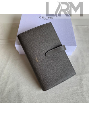 Celine Palm-Grained Leather Large Strap Wallet Grey 2022 11