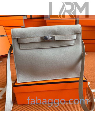 Hermes Kelly Danse Backpack in Evercolor Leather Pearly Grey/Silver 2020