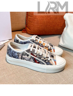 Dior Walk'n'Dior Sneakers in Multicolor Swan Embroidered Cotton 2020