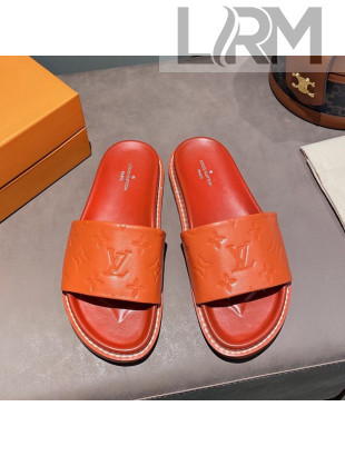 Louis Vuitton Monogram Supple Leather Flat Slide Sandals Orange 2021