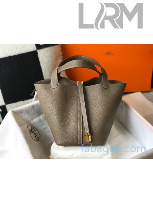 Hermes Picotin Lock Bag 22cm in Togo Calfskin Grey Elephant/Gold 2020