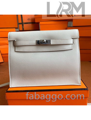 Hermes Kelly Danse Backpack in Evercolor Leather White/Silver 2020