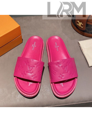 Louis Vuitton Monogram Supple Leather Flat Slide Sandals Hot Pink 2021