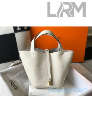 Hermes Picotin Lock Bag 22cm in Togo Calfskin White/Gold 2020