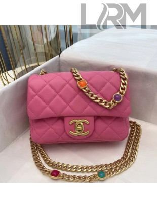 Chanel Lambskin Resin Stones Chain Mini Flap Bag AS2379 Pink 2021 TOP