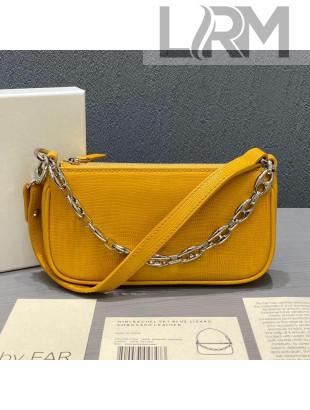 By Far Mini Rachel Yellow Lizard Embossed Leather Bag 2020