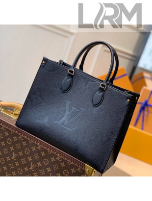 Louis Vuitton OnTheGo MM Tote Bag in Monogram Leather M45595 Black 2021