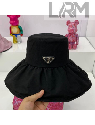 Prada Canvas Ruffled Bucket Hat Black 2021