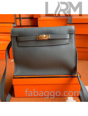 Hermes Kelly Danse Backpack in Evercolor Leather Almond Grey/Gold 2020