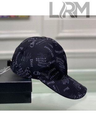 Dior Logo Allover Print Canvas Baseball Hat Black 2021