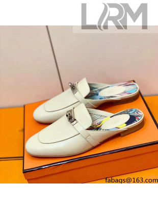 Hermes Oz Mule in Smooth Calfskin with Iconic Kelly Buckle Off-white 27 2022(Handmade)