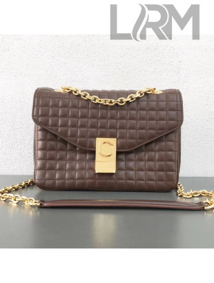 Celine Quilted Calfskin Medium C Bag Brown 2019