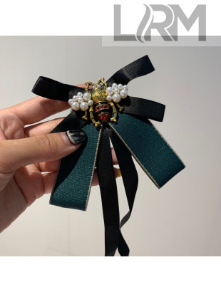 Gucci Bee Bow Brooch Black/Green 2020