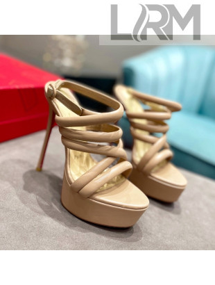 Christian Louboutin Leather Strap High Heel Platform Pumps 15cm Nude 2022