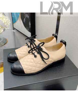 Chanel 19 Quilted Lambskin Lace-ups with CC Back Apricot 2021