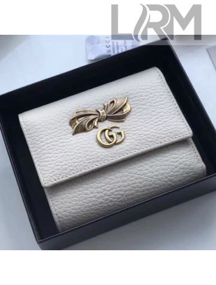 Gucci Leather Wallet With Bow ‎524294 White 2018