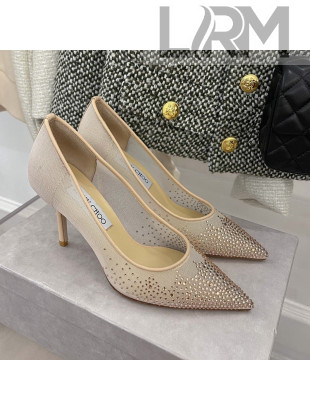 Jimmy Choo Crystal Mesh Pumps 8.5cm Nude 2021 71