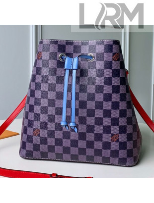 Louis Vuitton NéoNoé Bucket Bag in Damier Azur Canvas Black 2019