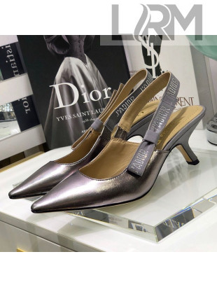 Dior J'Adior Slingback Pumps 6.5cm in Silver Metallic Leather 2021