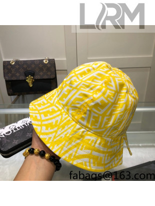 Fendi FF Vertigo Canvas Bucket Hat Yellow 2021