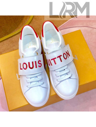 Louis Vuitton Frontrow Logo Strap Sneakers 1A4VSM White/Red 2019