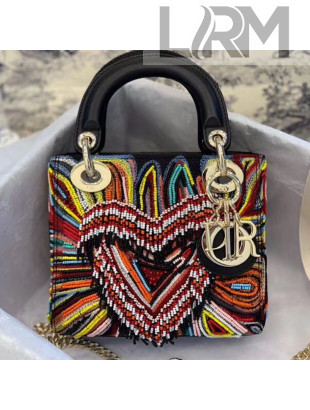 Dior Lady Dior Mini Beads Tassel Heart Embroidery Bag 2018