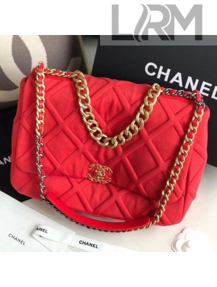 Chanel 19 Quilted Jersey Maxi Flap Bag AS1162 Red 2019