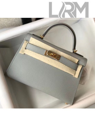 Hermes Mini Kelly II Handbag in Original Epsom Leather Pale Blue (Gold Hardware)