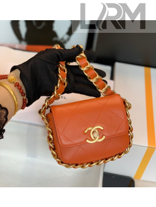 Chanel Calfskin Chain Charm Mini Flap Bag AS2833 Orange 2021 