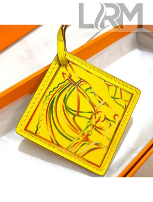 Hermes Carre Calfskin Nano Bag Charm Yellow 2021