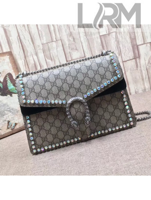 Gucci Dionysus GG Supreme Medium Shoulder Bag with Crystals 403348 Black 2017