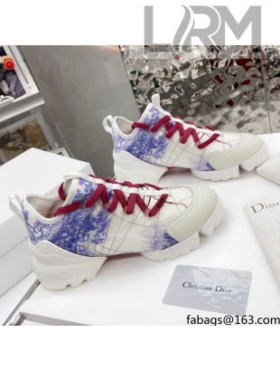 Dior D-Connect Sneaker in Zodiac Printed Technical Fabric DS9 White/Blue 2021